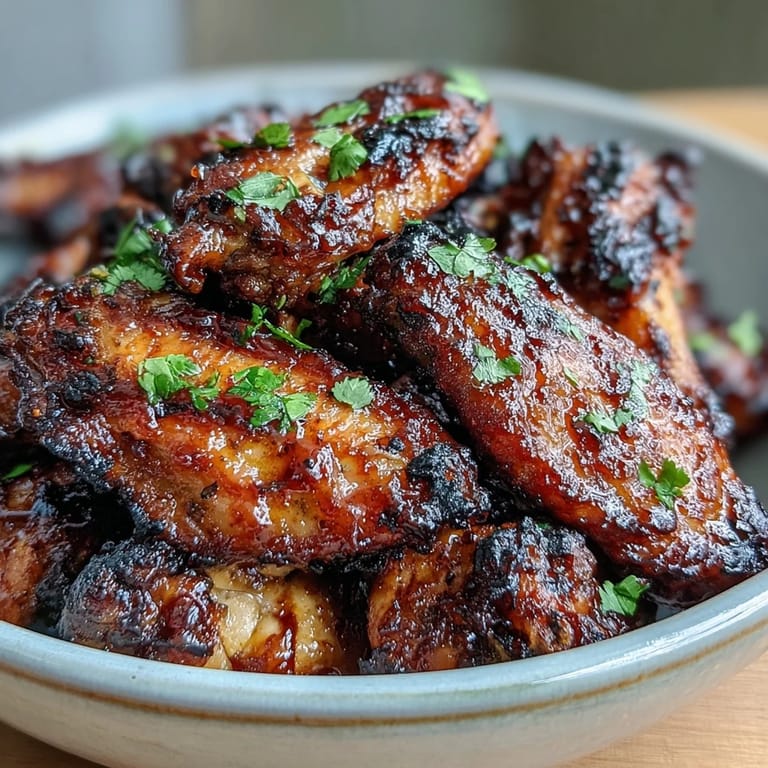 Sticky Guava BBQ Glazed Chicken Wings served on a platter with fresh cilantro garnish.