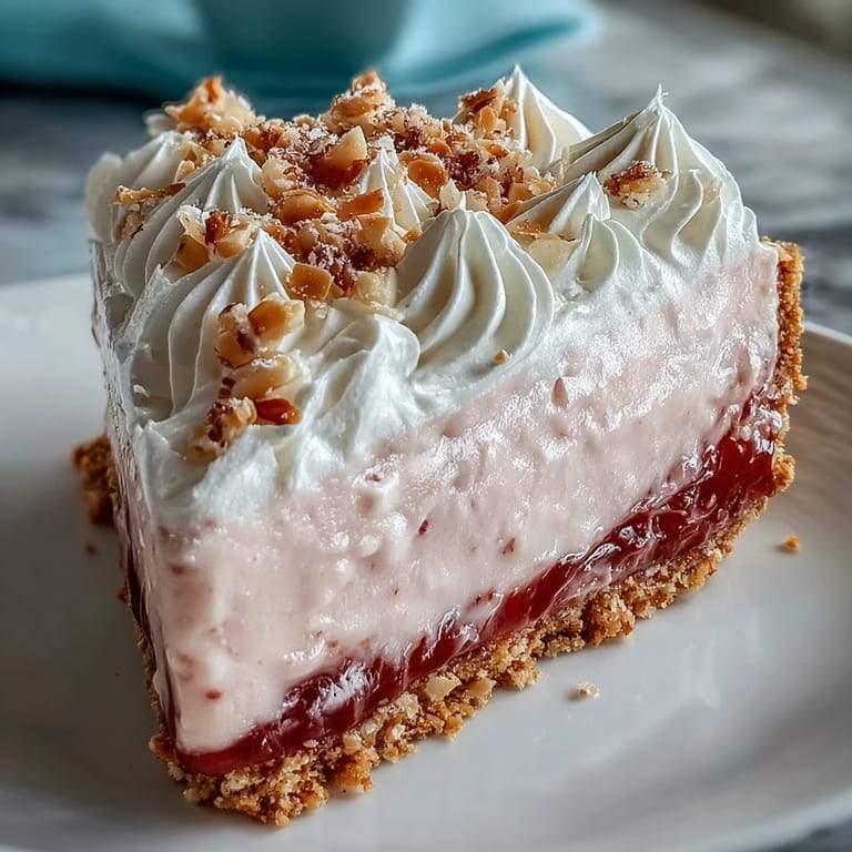 A close view of Guava Cloud Pie shows a fluffy whipped cream swirl and a slice with a filling.