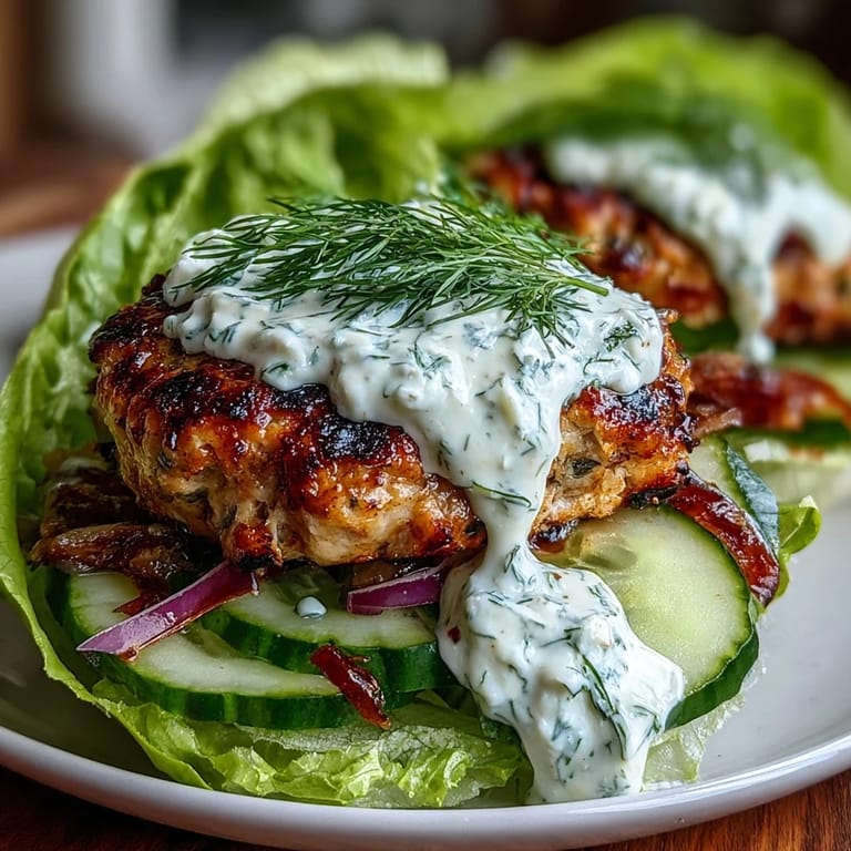 Low-carb turkey burger lettuce wraps with avocado ranch, offering a flavorful twist on the classic burger.