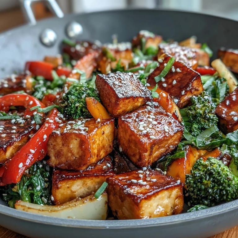 Golden baked tofu and crisp-tender vegetables tossed in rich teriyaki glaze, served on a sheet pan for easy cleanup and flavor.