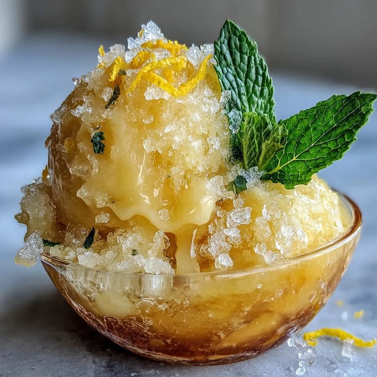 Silky, citrus-infused limoncello sorbet served in chilled glasses, perfect for summer refreshment.  