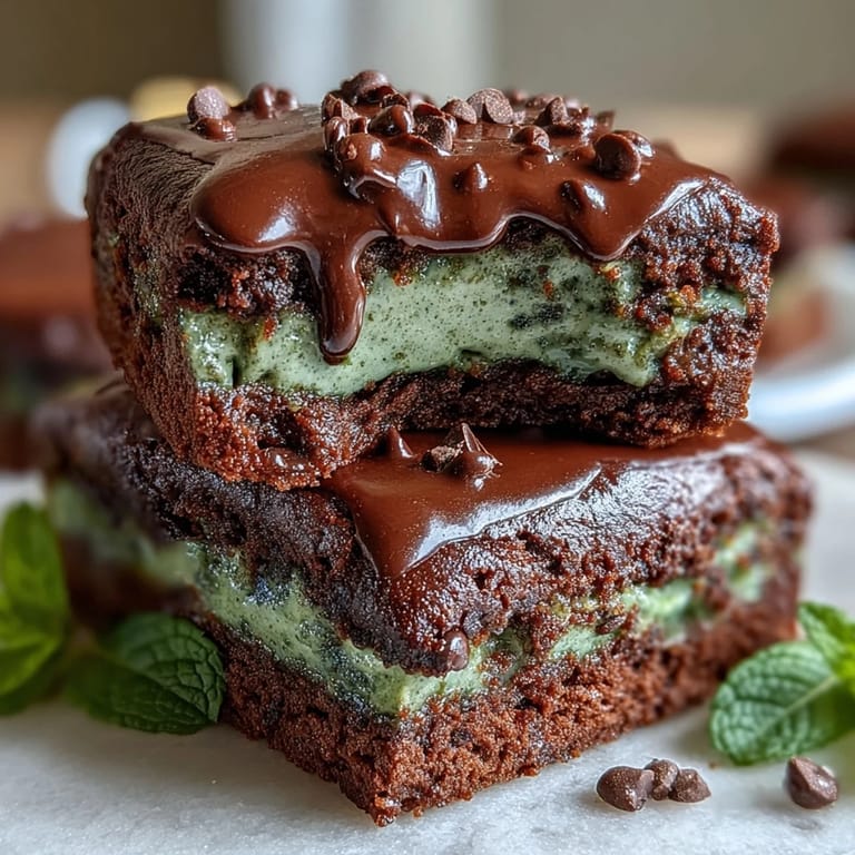 Decadent brownie bites flavored with mint, topped with mini chocolate chips for a St. Patrick's Day treat.