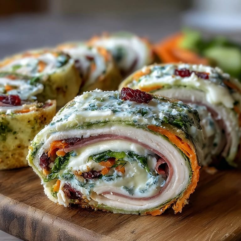 Bite-sized pinwheel sandwiches filled with turkey, cheddar, and fresh veggies — a fun, healthy lunchbox idea.
