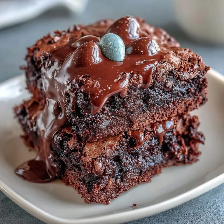 Gooey chocolate brownies loaded with Cadbury mini eggs and topped with a buttery cocoa crumble.