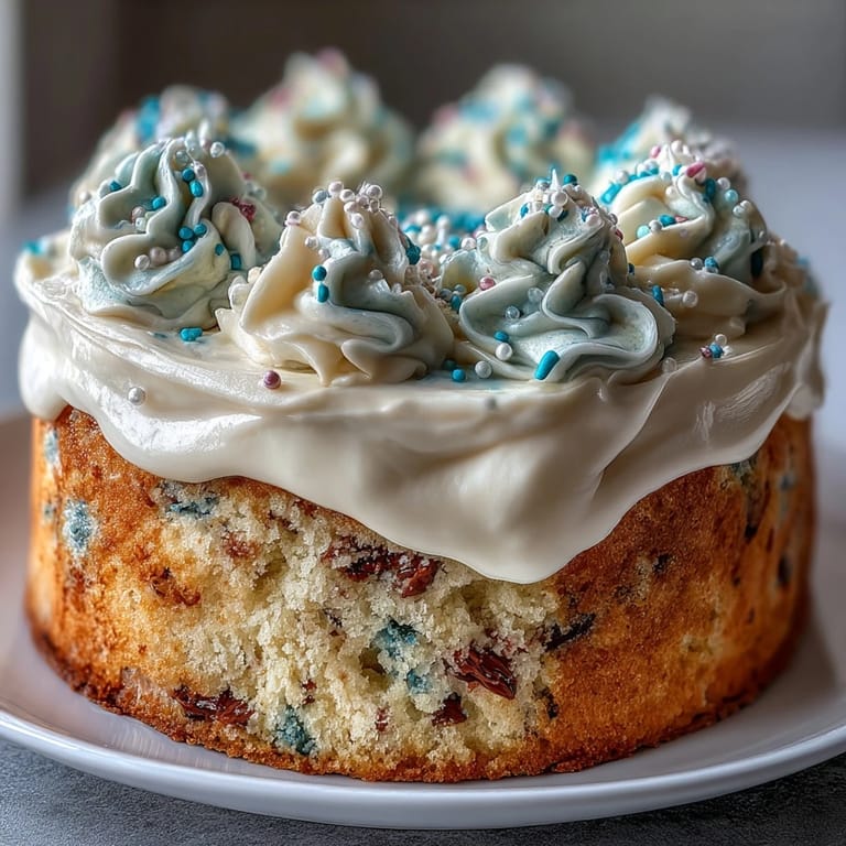 Elegant sprinkle-filled cake with champagne frosting, ideal for Class of 2026 parties and milestone celebrations.