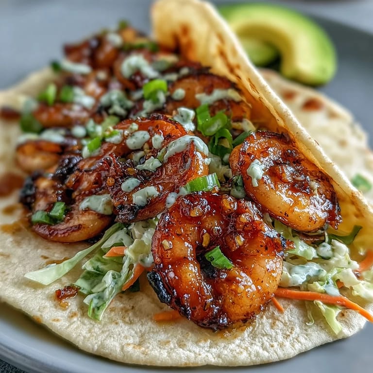 Golden honey garlic shrimp glazed to perfection, served in tacos with crisp slaw, fresh cilantro, and a squeeze of zesty lime.