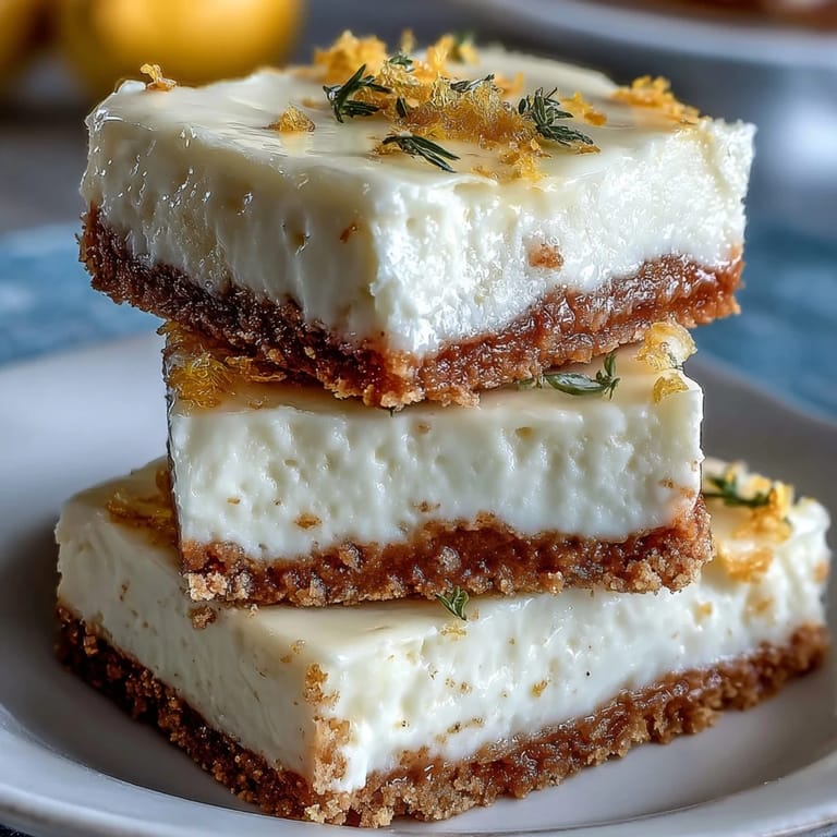 Refreshing no-bake Skyr Lemon Cheesecake Bars, effortlessly chilled and tangy.