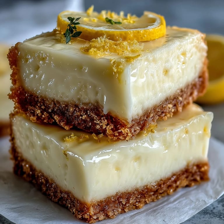 Deliciously smooth Skyr Lemon Cheesecake Bars, a perfect chilled dessert.