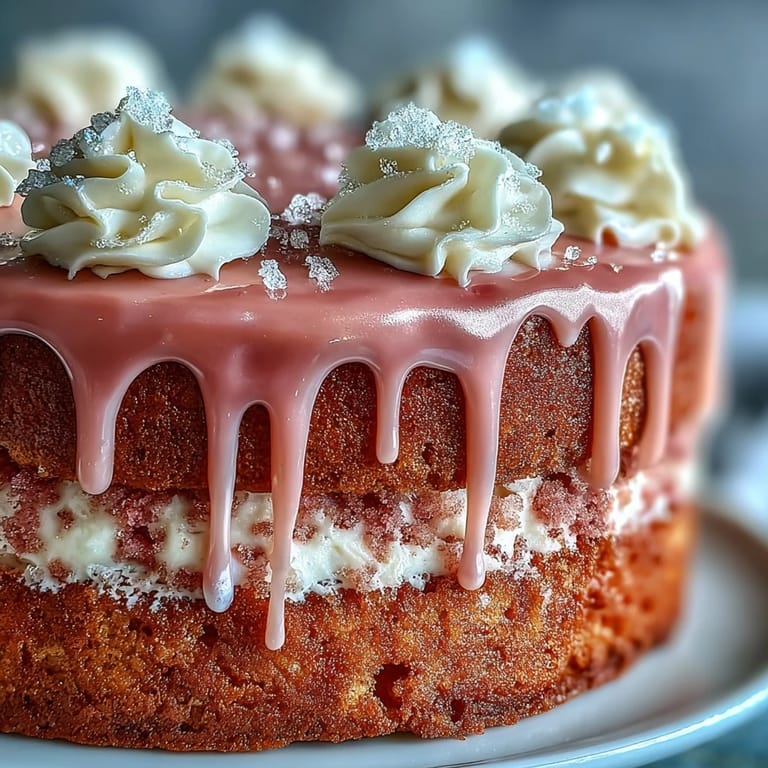 A beautiful pink Rosé Velvet Cake, perfect for serving at celebrations.