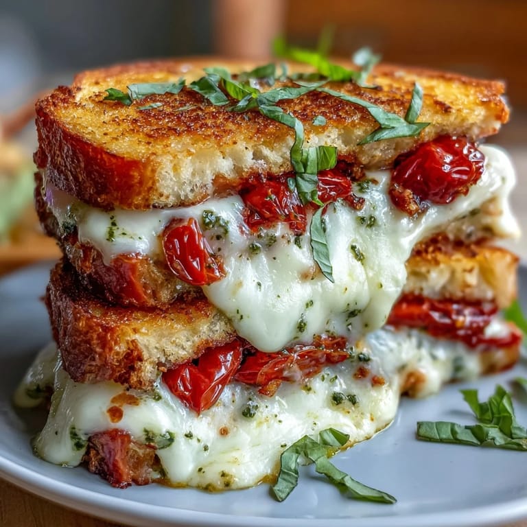 Delicious Caprese grilled cheese, buttery grilled bread filled with fresh mozzarella.