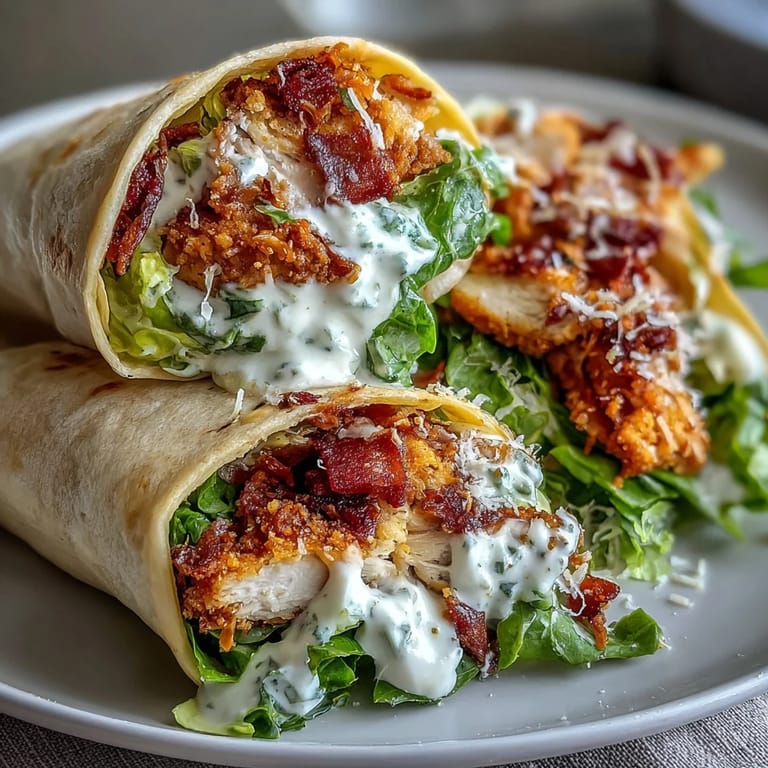 Vibrant chicken Caesar wraps bursting with creamy dressing and crunchy texture.