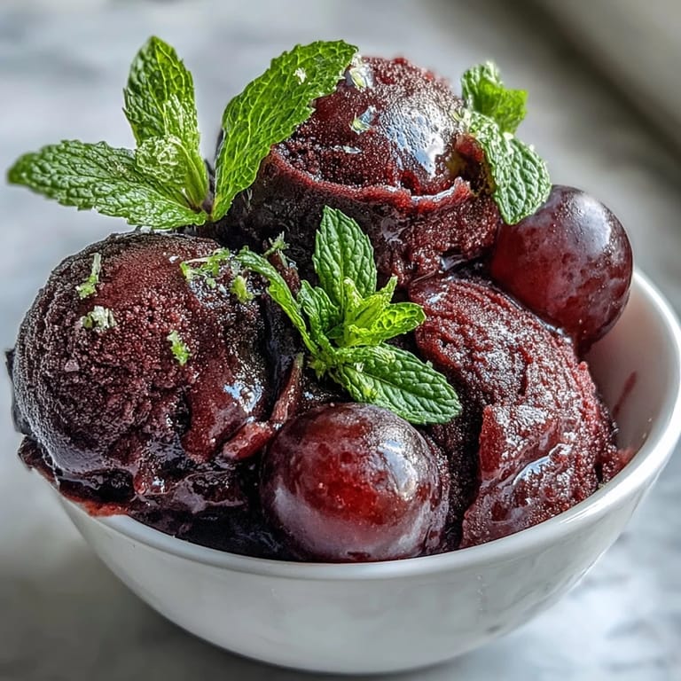 Creamy homemade frozen grape lime sorbet, a sweet and zesty summer treat.
