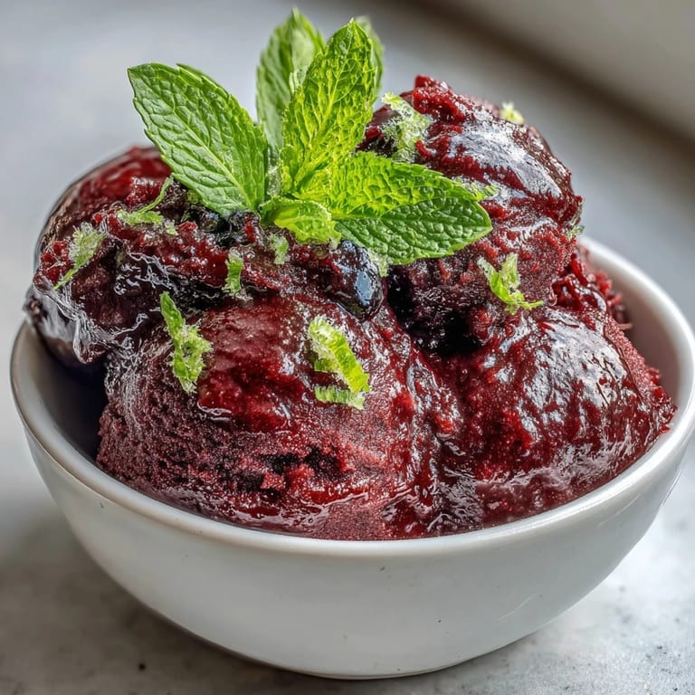 Chilled bowl of refreshing frozen grape lime sorbet, bright and easy.