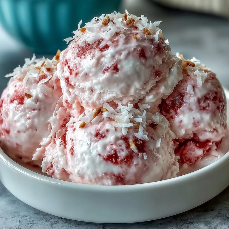 Hand-churned Watermelon Coconut Ice Cream, a summer dessert perfect for serving.