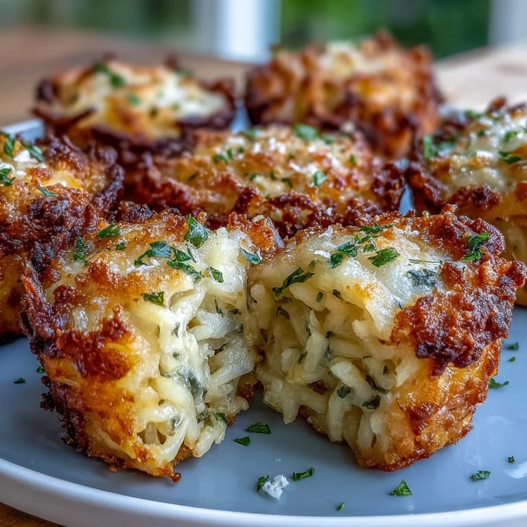 Cheesy, fried spaghetti pie bites, a perfect Italian-American appetizer.