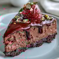 Luxurious Dubai chocolate strawberry cheesecake cups with rich biscuit base and creamy filling, topped with fresh berries and gold leaf.