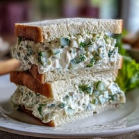 Kentucky Derby Benedictine Tea Sandwiches on a white platter, garnished with fresh dill and cucumber slices, perfect for elegant Southern brunches.