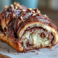 Decadent Nutella babka with rich chocolate-hazelnut swirls, golden crust, and soft, buttery layers—perfect for brunch or dessert.